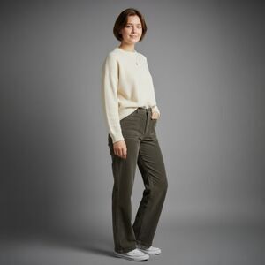 Women's Corduroy Pants Backyard Roses High Waisted XS S